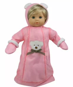 TeamsonUS Sophia's Polar Bear Bunting Snowsuit With Attached Mittens And Hood For 15' Dolls, Pink Kids 8 TeamsonUS Sophia's Polar Bear Bunting Snowsuit With Attached Mittens And Hood For 15' Dolls, Pink Kids