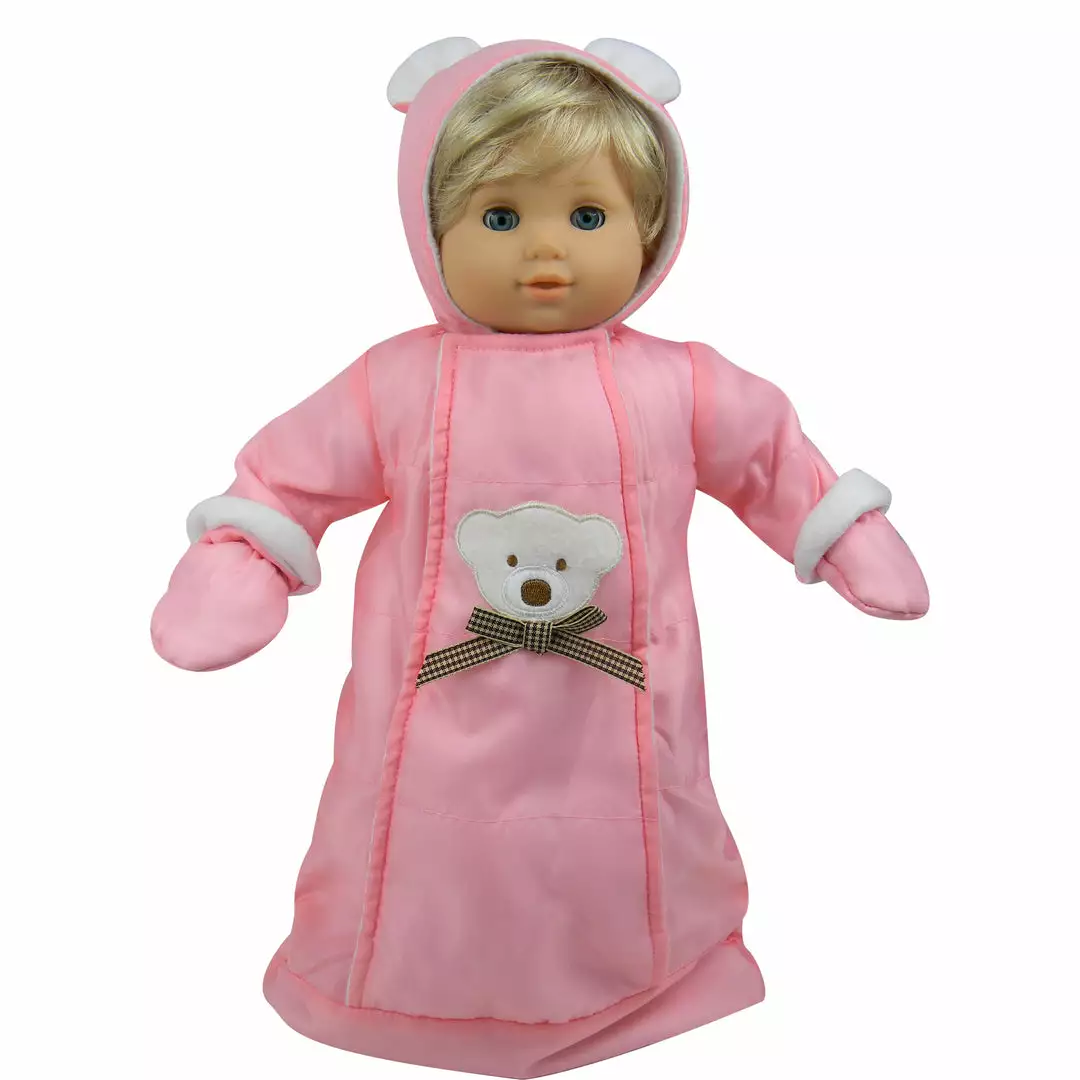 TeamsonUS Sophia's Polar Bear Bunting Snowsuit With Attached Mittens And Hood For 15' Dolls, Pink Kids 5 TeamsonUS Sophia's Polar Bear Bunting Snowsuit With Attached Mittens And Hood For 15' Dolls, Pink Kids