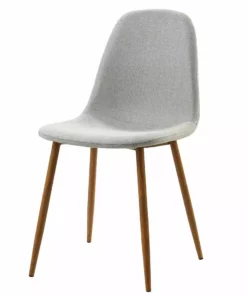 TeamsonUS Teamson Home Minimalist Dining Chair With Wood Grain Metal Legs, Set Of 2, Natural/Light Gray