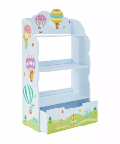 TeamsonUS Fantasy Fields Kids Hot Air Balloon Wooden Bookshelf With Storage Drawer, Blue/Green 9 TeamsonUS Fantasy Fields Kids Hot Air Balloon Wooden Bookshelf With Storage Drawer, Blue/Green