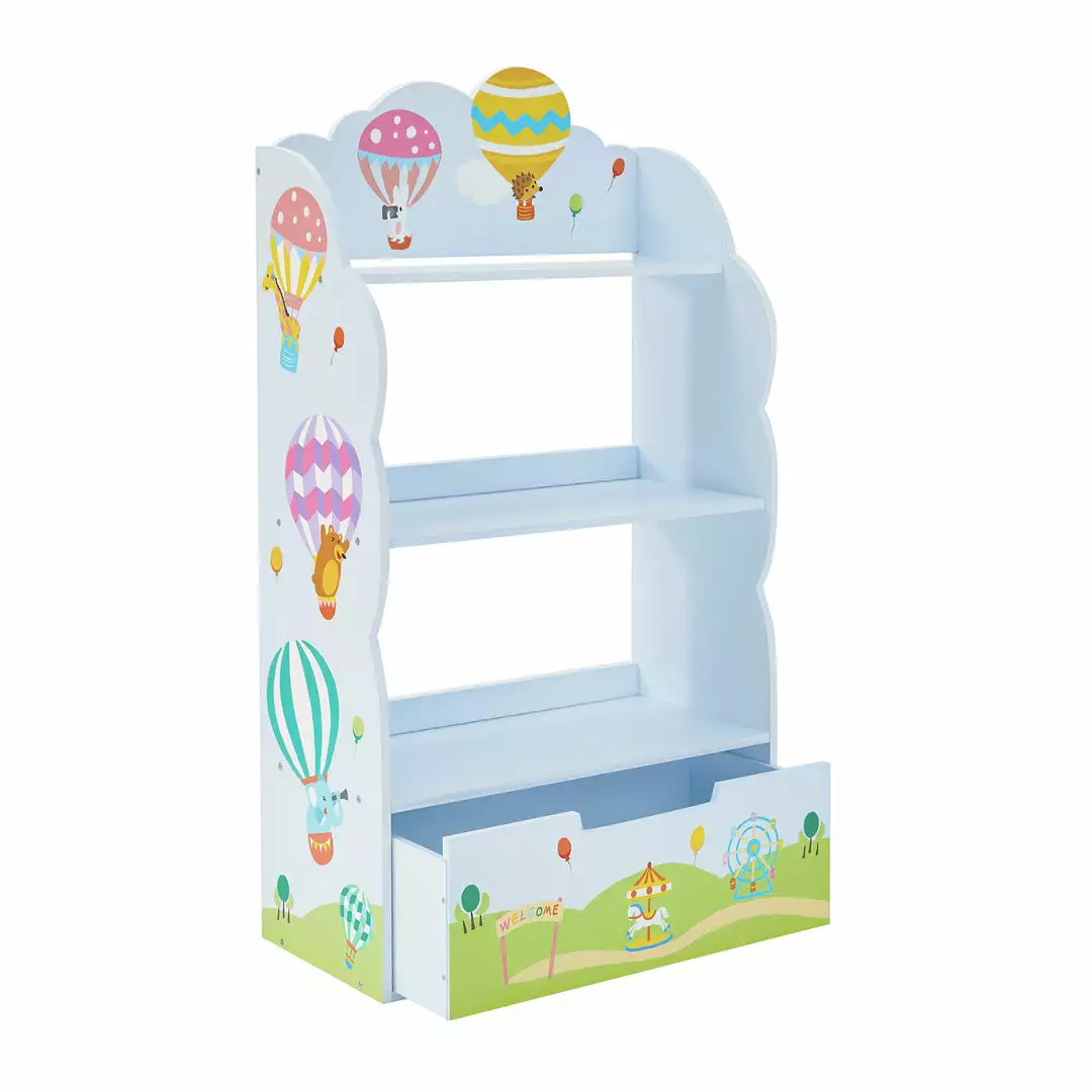 TeamsonUS Fantasy Fields Kids Hot Air Balloon Wooden Bookshelf With Storage Drawer, Blue/Green 6 TeamsonUS Fantasy Fields Kids Hot Air Balloon Wooden Bookshelf With Storage Drawer, Blue/Green