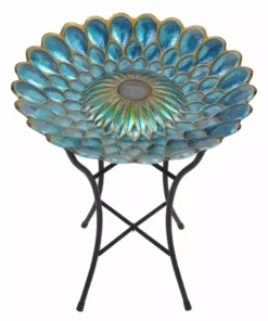TeamsonUS Teamson Home 18" Solar Fusion Glass Birdbath 11 TeamsonUS Teamson Home 18