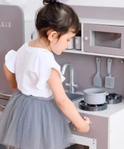 TeamsonUS Teamson Kids Little Chef Mayfair Classic Kids Kitchen Playset With 11 Accessories, Gray