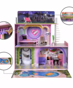 TeamsonUS Olivia's Little World Kids Wooden Dreamland Sunset 3-Level Dollhouse Set New