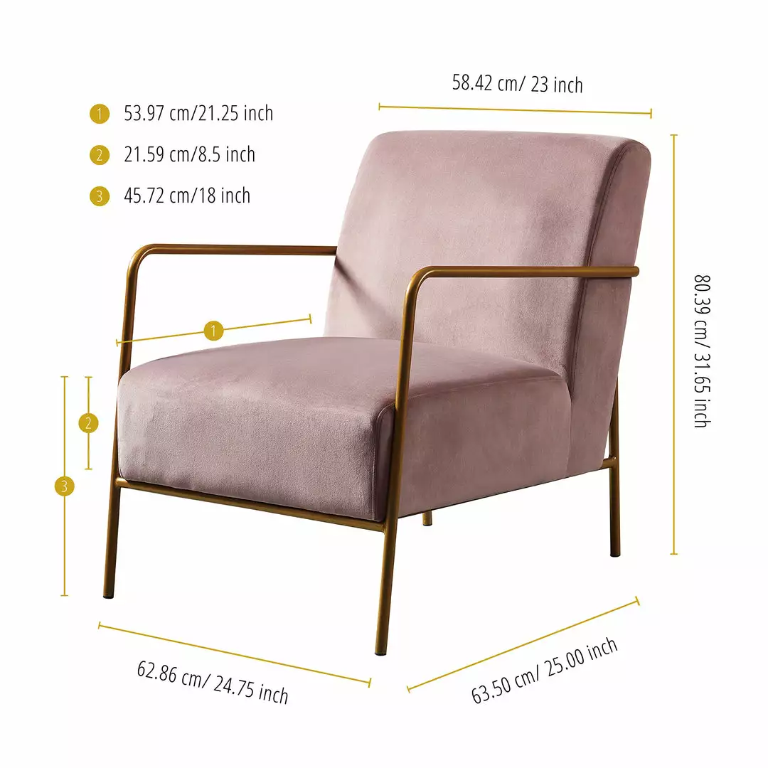 TeamsonUS Teamson Home Chelsea Armchair With Gold-Finished Metal Legs, Mauve 6 TeamsonUS Teamson Home Chelsea Armchair With Gold-Finished Metal Legs, Mauve