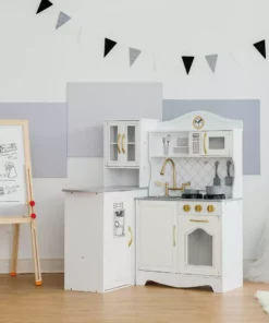 TeamsonUS Teamson Kids Little Chef Upper East Retro Play Kitchen With Effects, White