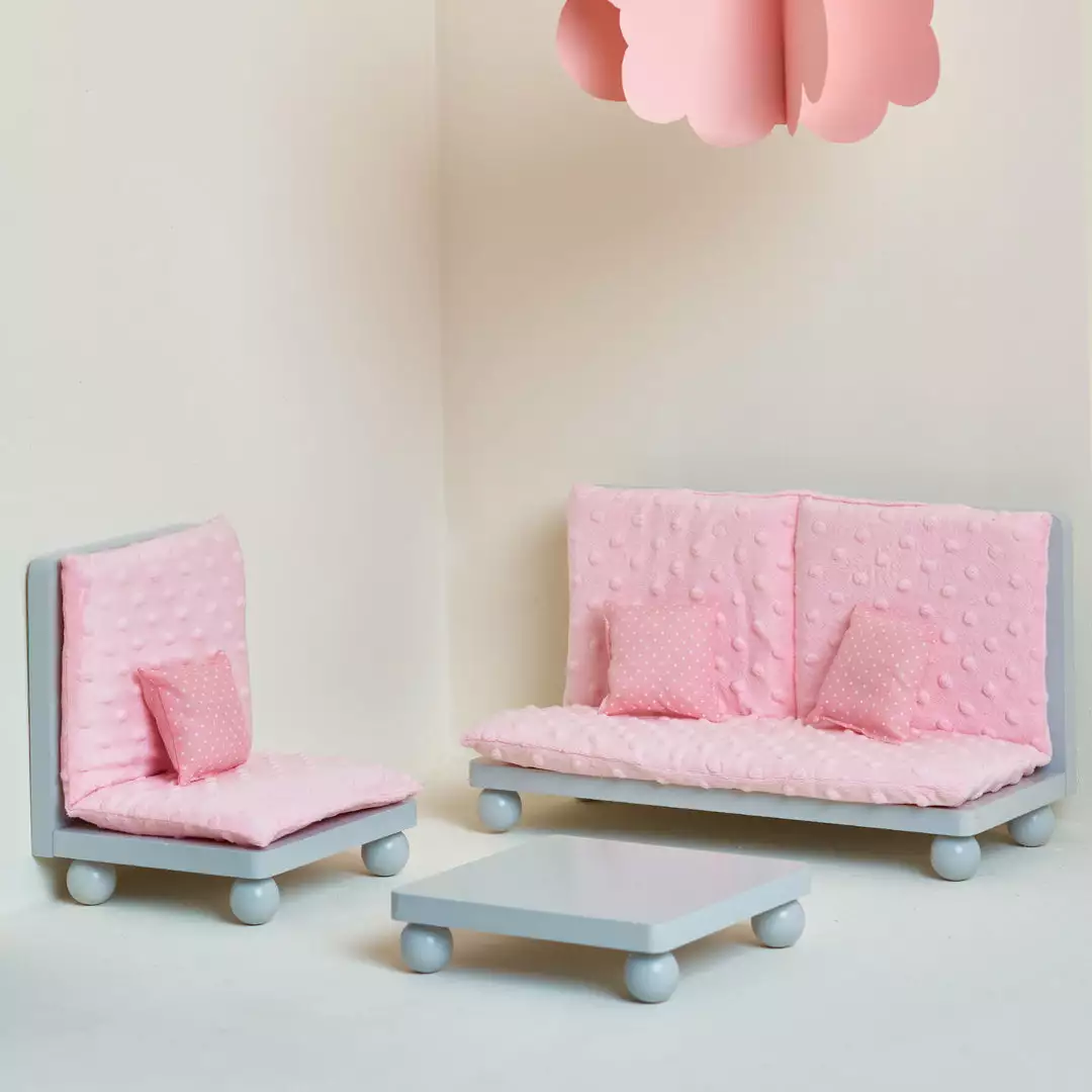 TeamsonUS Olivia's Little World - Polka Dots Princess 18" Doll Lounge Set - Grey 4 TeamsonUS Olivia's Little World - Polka Dots Princess 18" Doll Lounge Set - Grey