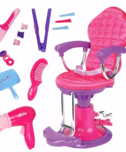 TeamsonUS Kids Sophia's Hair Styling Kit With Salon Chair Set For 18'' Dolls, Pink