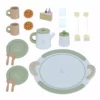 TeamsonUS Teamson Kids Little Chef Frankfurt 20 Piece Wooden Play Kitchen Tea Party Set, Green