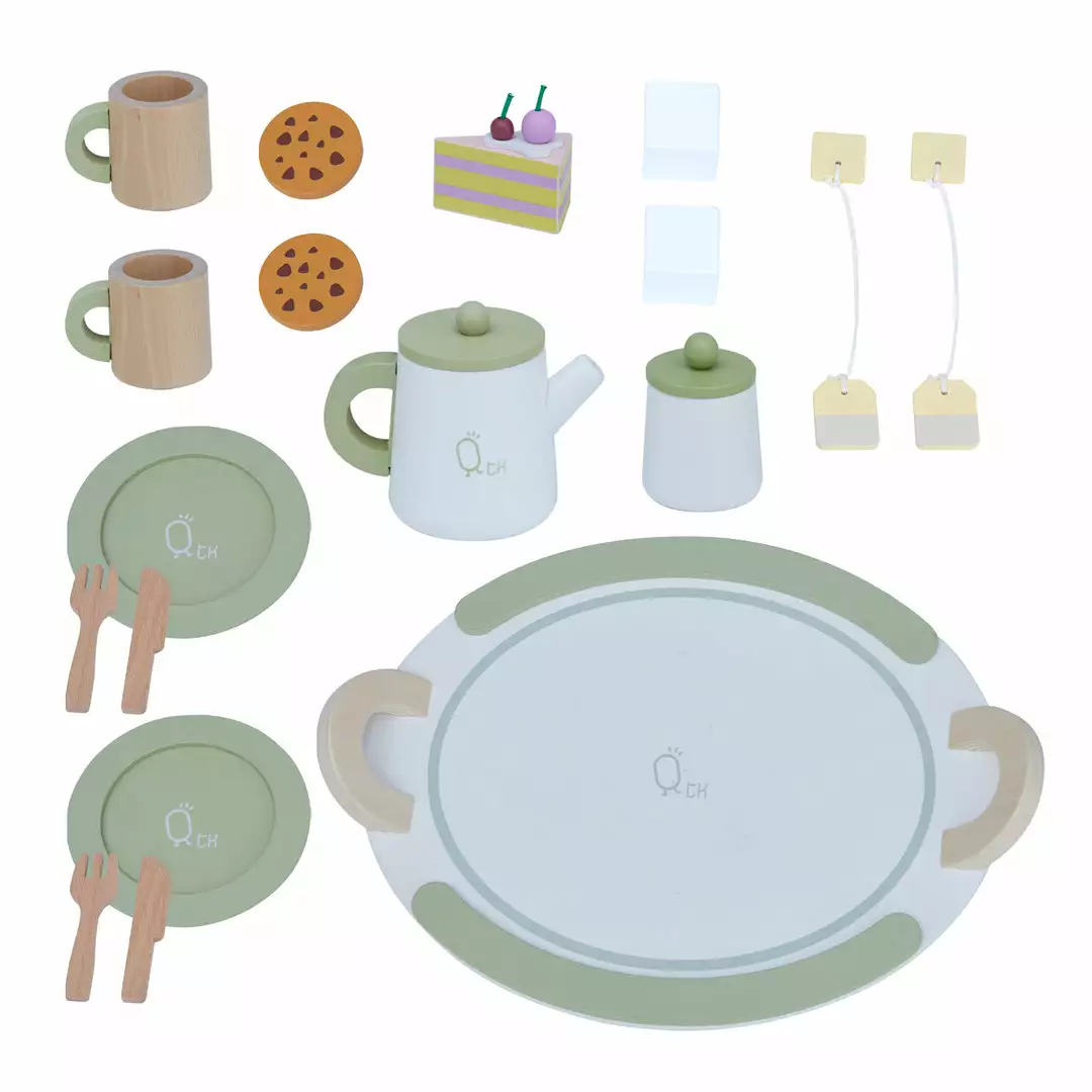 TeamsonUS Teamson Kids Little Chef Frankfurt 20 Piece Wooden Play Kitchen Tea Party Set, Green 3 TeamsonUS Teamson Kids Little Chef Frankfurt 20 Piece Wooden Play Kitchen Tea Party Set, Green