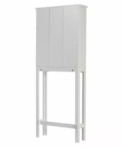 TeamsonUS Teamson Home Louis Over-the-Toilet Storage Cabinet With Two Shutter Style Doors And Open Shelf, White
