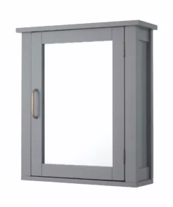 TeamsonUS Teamson Home Mercer Mid Century Modern Wooden Removable Medicine Cabinet, Gray