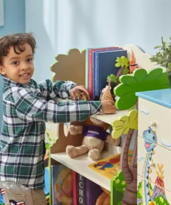 TeamsonUS Fantasy Fields Dinosaur Kingdom Bookshelf With Storage Drawer, Multicolor Kids