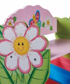 TeamsonUS Fantasy Fields Magic Garden Kids Wooden Toy Organizer With Storage Bins, Pink/Green