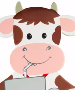 TeamsonUS Fantasy Fields Kids Decorative Happy Farm Cow Wall Clock, Brown