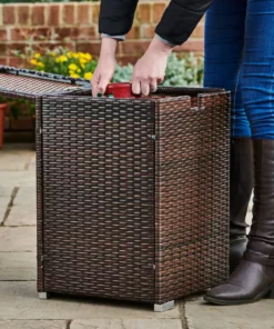 TeamsonUS Teamson Home Gas Tank Wicker Cover Table For 20 Lb Propane Tanks, Brown