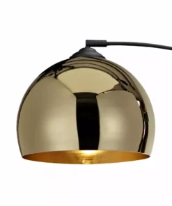 TeamsonUS Teamson Home Arquer Arc Metal Floor Lamp With Bell Shade, Gold