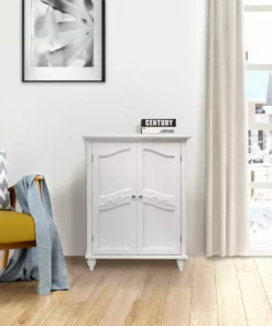 TeamsonUS Teamson Home Versailles Wooden Floor Cabinet With 2 Shelves, White