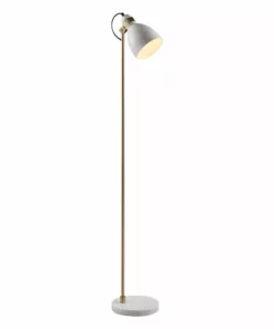 TeamsonUS Teamson Home Quincy Modern Monopod Floor Lamp With Antique Brass Finish, White