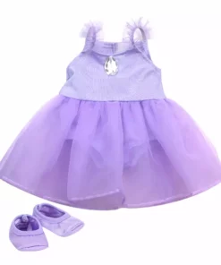 TeamsonUS Sophia’s Complete Two-Piece Ballet Outfit With Leotard, Attached Overskirt, & Matching Satin Slippers For 18” Dolls, Lavender Kids