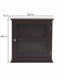 TeamsonUS Teamson Home Chesterfield Removable Wooden Medicine Cabinet With Waffle Glass Door, Espresso