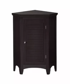 TeamsonUS Teamson Home Glancy Wooden Corner Floor Cabinet With Shutter Door, Dark Brown