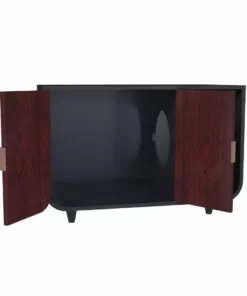 TeamsonUS Teamson Pets Large Dyad Wooden Cat Litter Box Enclosure And Side Table, Mocha Walnut