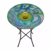 TeamsonUS Teamson Home 18 Inch Solar Glass Birdbath - Peacock