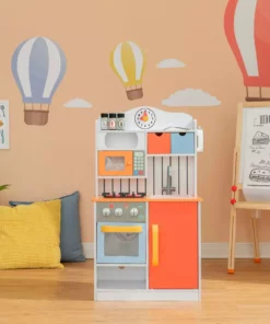 TeamsonUS Teamson Kids - Little Chef Florence Classic Play Kitchen - Coral Red / Twilight