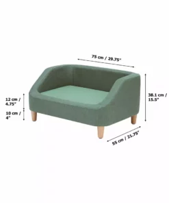 TeamsonUS New Teamson Pets Bennett Linen Sofa Dog Bed For Small And Medium Dogs, Sea Green