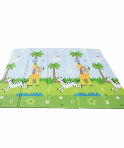 TeamsonUS Teamson Kids Reversible Safari Animal/Garden Insects Soft Foam Crawling Mat For Babies, Blue/Gray