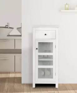 TeamsonUS Teamson Home Connor Floor Cabinet With Adjustable Shelf And Storage Drawer, White