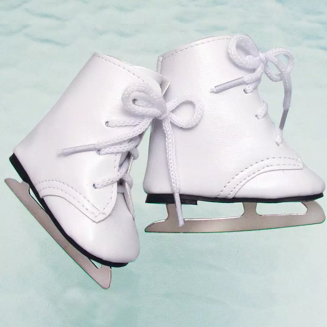 TeamsonUS Sophia's Faux Leather Ice Skates With Ties For 18" Dolls, White Kids 3 TeamsonUS Sophia's Faux Leather Ice Skates With Ties For 18" Dolls, White Kids
