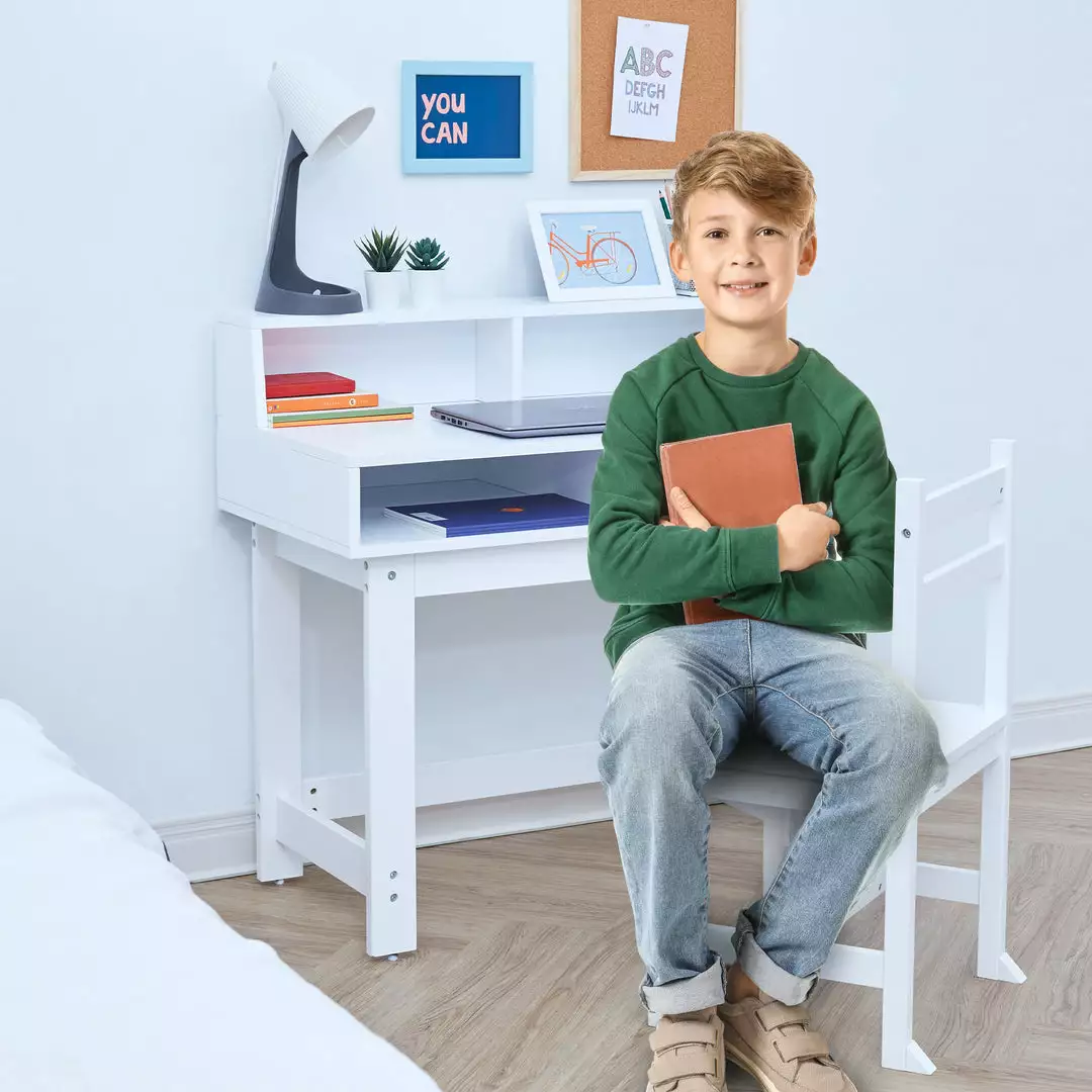 TeamsonUS New Fantasy Fields Wooden Play Writing Desk With Storage And Chair Set, White 5 TeamsonUS New Fantasy Fields Wooden Play Writing Desk With Storage And Chair Set, White