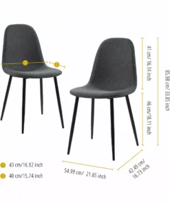 TeamsonUS Teamson Home Minimalist Dining Chair With Metal Legs, Set Of 2, Black/Gray 11 TeamsonUS Teamson Home Minimalist Dining Chair With Metal Legs, Set Of 2, Black/Gray