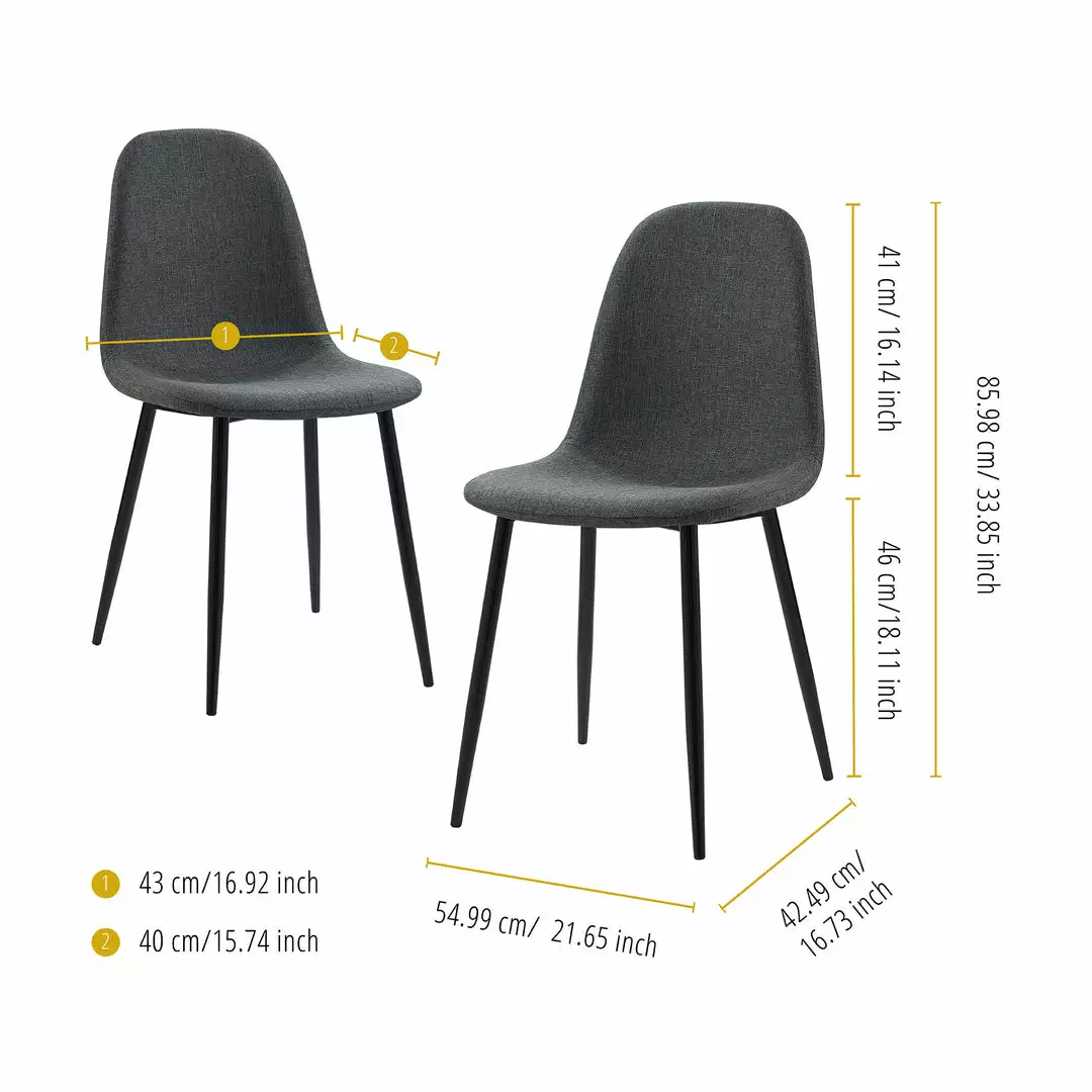 TeamsonUS Teamson Home Minimalist Dining Chair With Metal Legs, Set Of 2, Black/Gray 6 TeamsonUS Teamson Home Minimalist Dining Chair With Metal Legs, Set Of 2, Black/Gray