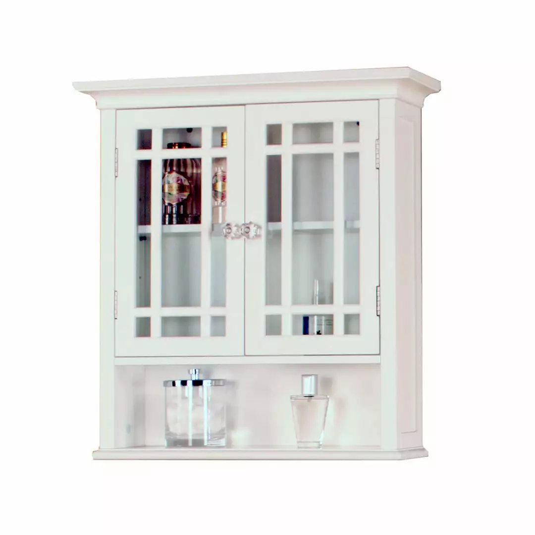 TeamsonUS Teamson Home Neal Removable Wooden Wall Cabinet With 2 Glass Doors, White 9 TeamsonUS Teamson Home Neal Removable Wooden Wall Cabinet With 2 Glass Doors, White