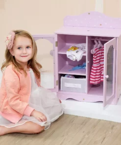 TeamsonUS Olivia's Little World Twinkle Stars Princess Fancy Closet With Hangers For 18" Dolls, Pink