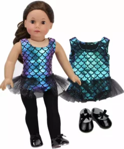 TeamsonUS Kids Sophia's Jazz Leotard Costume And Tap Shoes For 18'' Dolls, Black