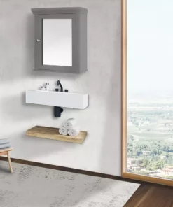 TeamsonUS Teamson Home Stratford Contemporary Removable Wooden Medicine Cabinet, Gray