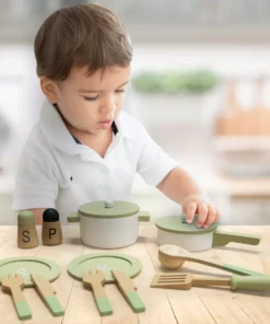 TeamsonUS Teamson Kids Little Chef Frankfurt Wooden Cookware Play Kitchen Accessories, Green