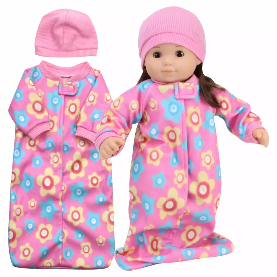 TeamsonUS Sophia's 2 Piece Sleep Sack And Hat Set For 15" Dolls, Pink Kids 4 TeamsonUS Sophia's 2 Piece Sleep Sack And Hat Set For 15" Dolls, Pink Kids