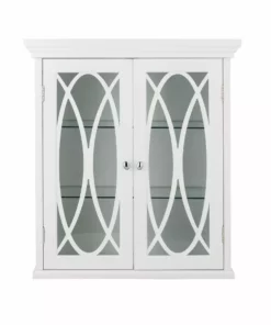 TeamsonUS Teamson Home Florence 2 Door Wooden Wall Cabinet With Adjustable Shelves, White