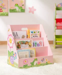 TeamsonUS Fantasy Fields Kids Painted Wooden Magic Garden 3-Tiered Bookshelf, Pink