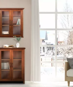 TeamsonUS Teamson Home Avery Wooden 2 Door Wall Cabinet With Storage, Oiled Oak