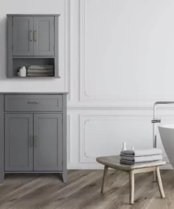 TeamsonUS Teamson Home Mercer Mid Century Modern Removable Wooden Cabinet, Gray