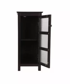 TeamsonUS Teamson Home Chesterfield Wooden Floor Cabinet With Waffle Glass Door, Espresso