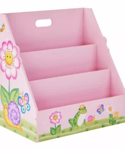 TeamsonUS Fantasy Fields Kids Painted Wooden Magic Garden 3-Tiered Bookshelf, Pink