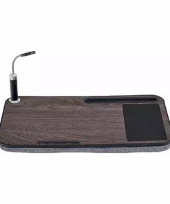 TeamsonUS Teamson Home Trapezi Lap Desk With LED Light, Mouse Pad And Slot, Brown/Gray