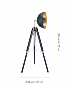 TeamsonUS Teamson Home Fascino Tripod Floor Lamp, Black/Gold